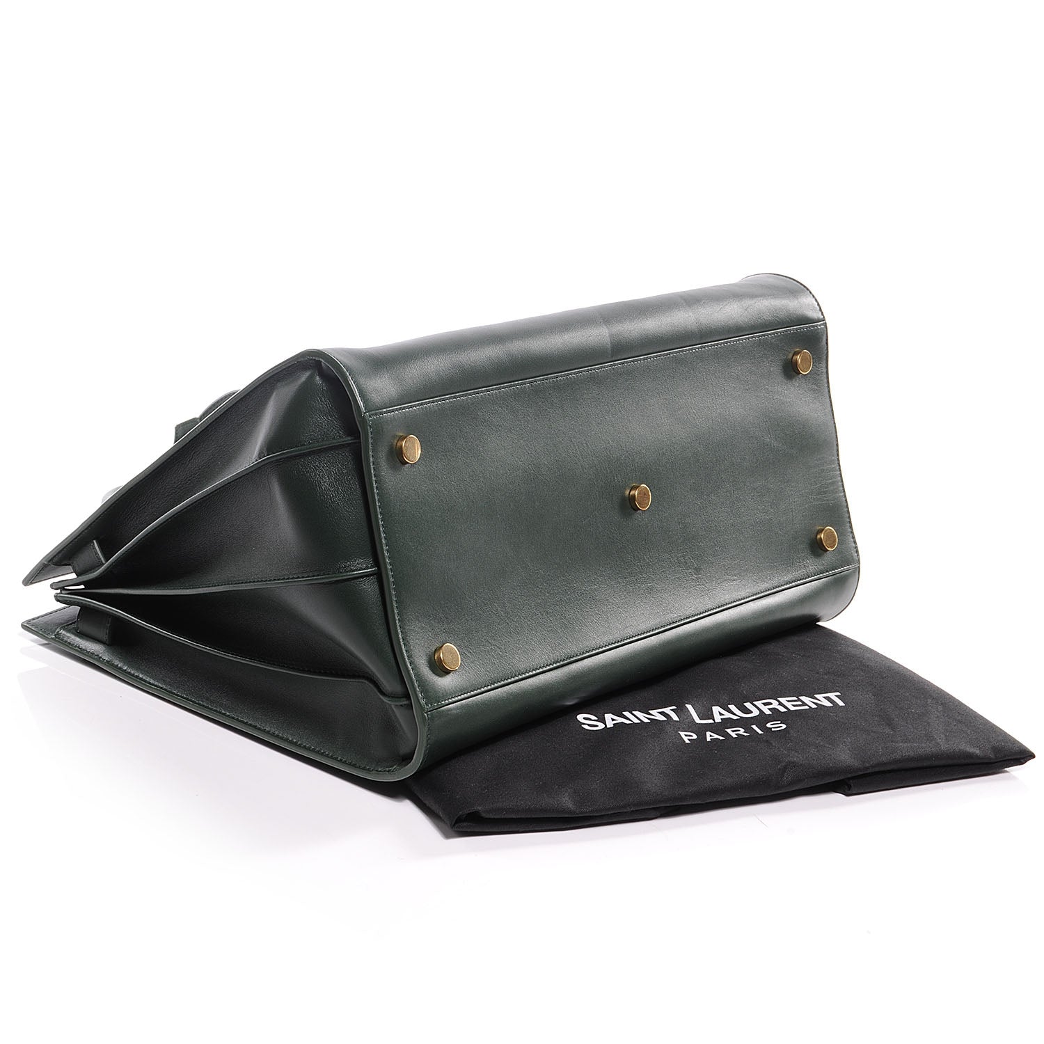 Saint Laurent Leather Large Sac de Jour Carryall Vert Anglais 4 of 7