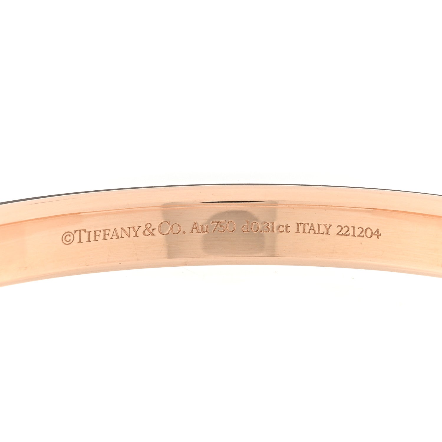 Tiffany 18K Rose Gold Diamond Tiffany Lock Bangle Bracelet 4 of 5