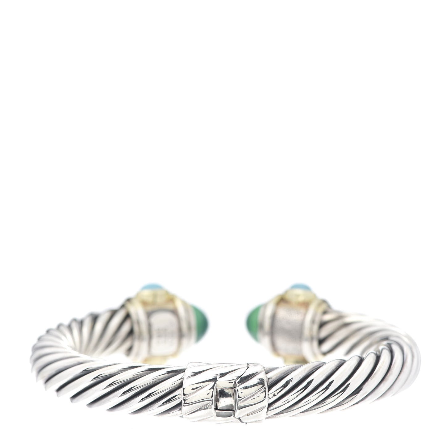 Sterling Silver 14K Yellow Gold Green Onyx Peridot Turquoise 10mm Cable Renaissance Bracelet