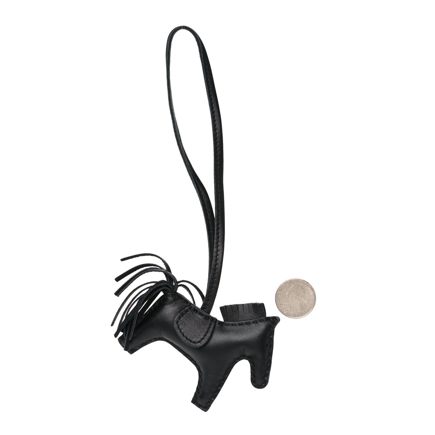 Hermes Milo Lambskin Grigri Rodeo Horse Bag Charm PM So Black 2 of 4