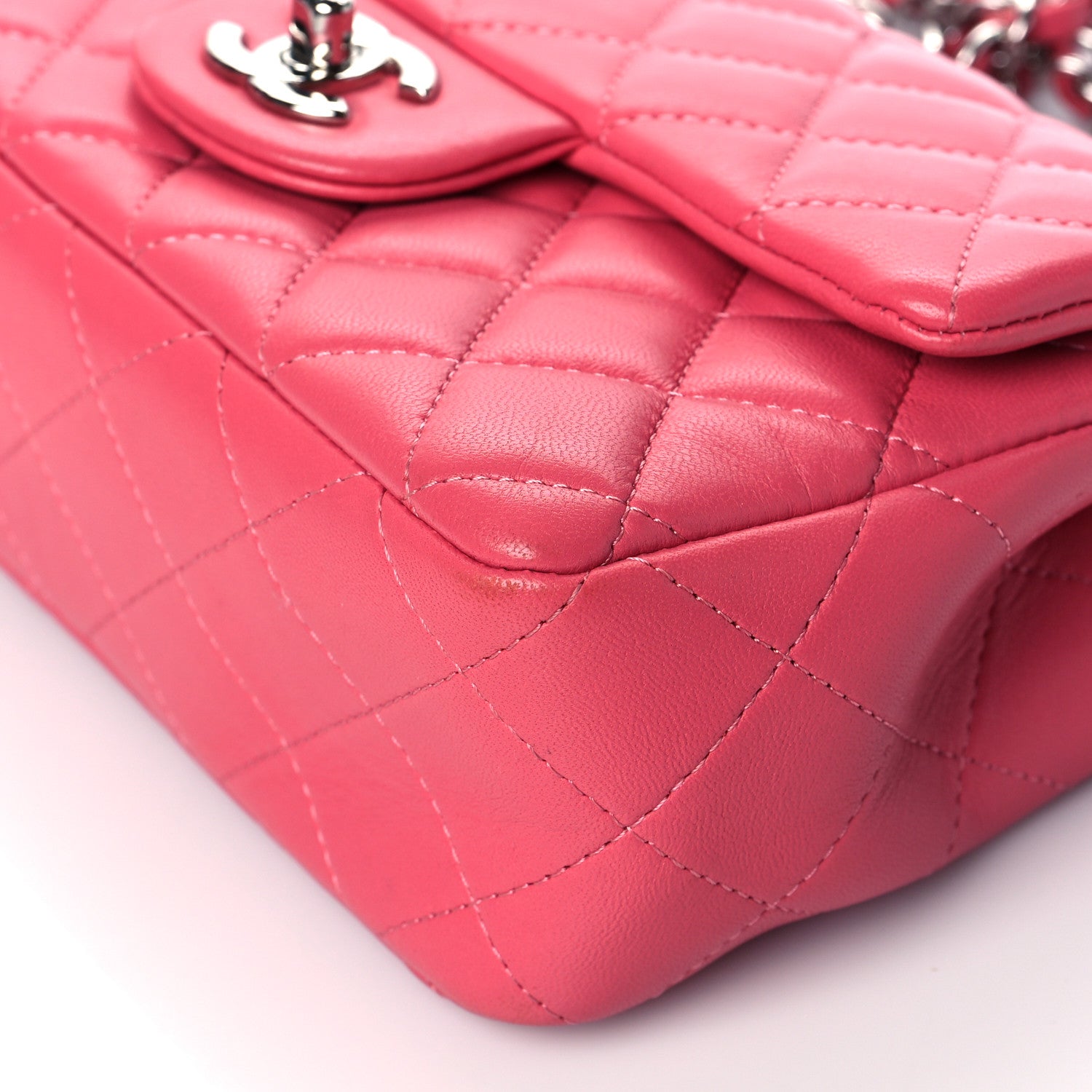 Chanel Lambskin Quilted Mini Rectangular Flap Pink 9 of 9