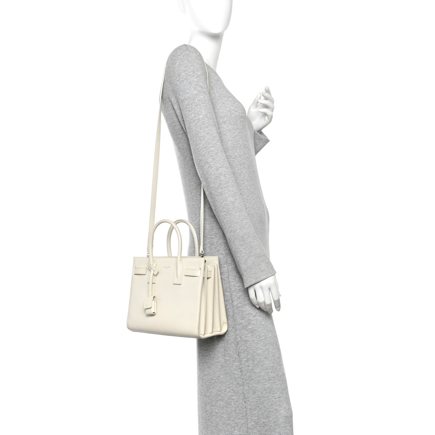 Grained Calfskin Baby Sac De Jour White