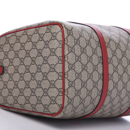 Gucci GG Supreme Monogram Calfskin Medium Nice Boston Beige Ebony Hibiscus Red 9 of 11