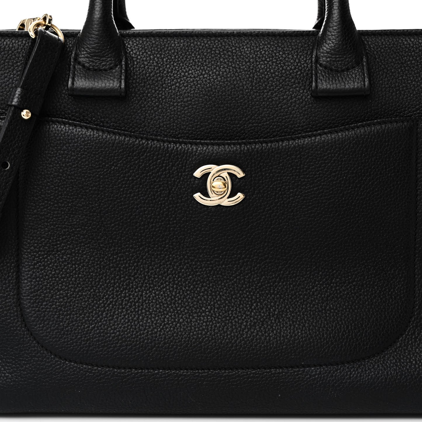 Grained Calfskin Small Neo Executive Shopper Tote  Black