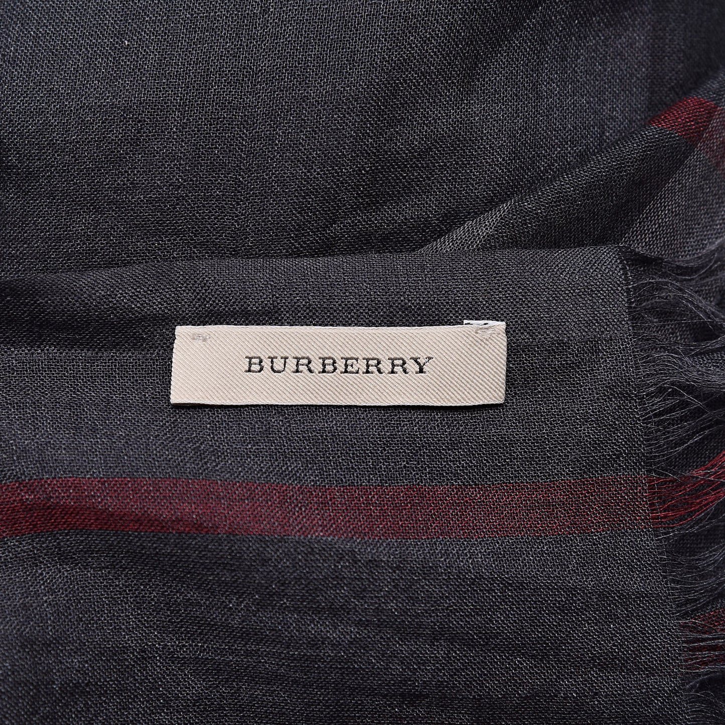 Wool Silk Gauze Giant Check Scarf Grey