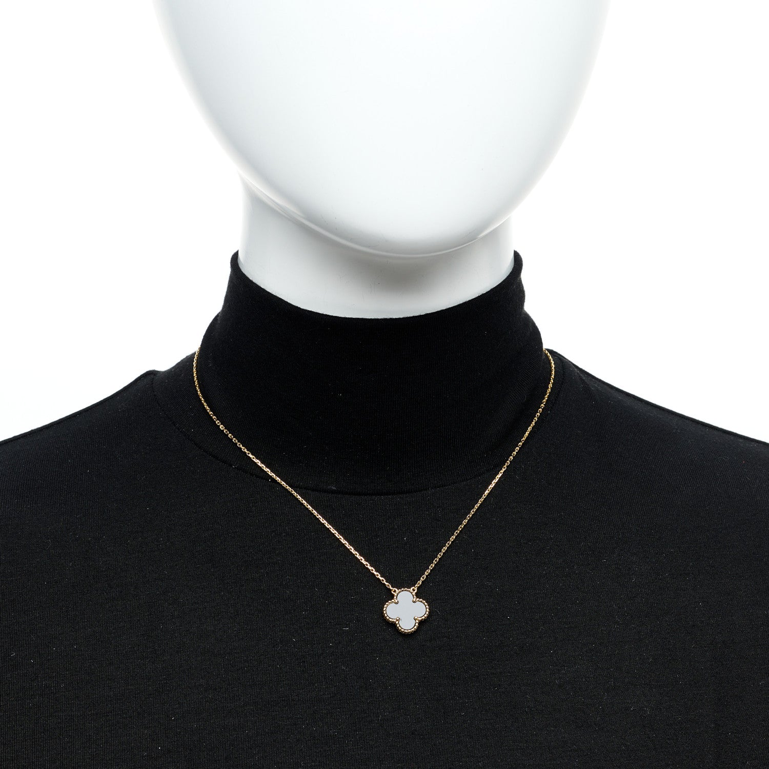 Van Cleef & Arpels 18K Yellow Gold Black Onyx Vintage Alhambra Pendant Necklace 2 of 4