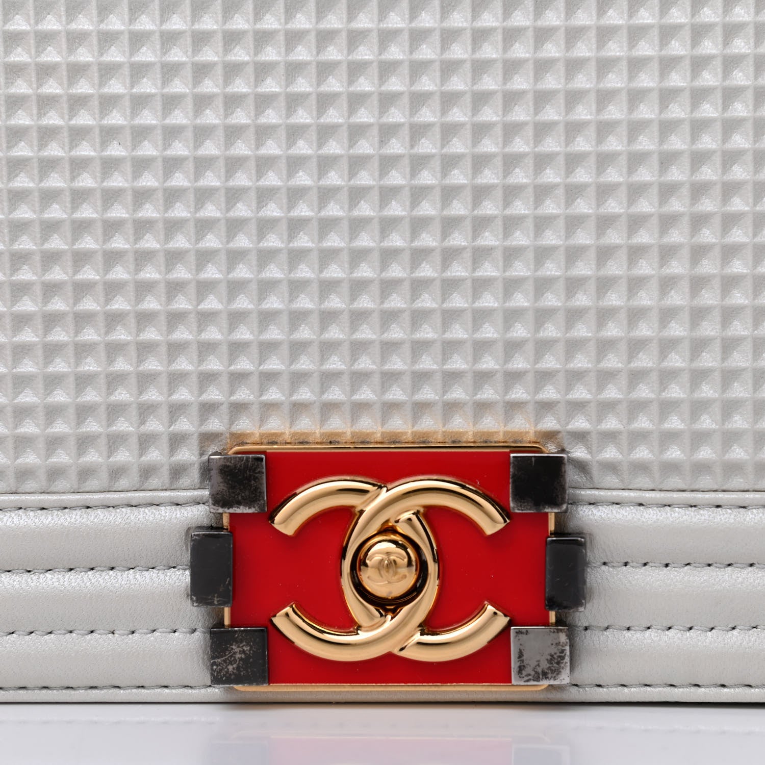 Chanel Lambskin Embossed New Medium Boy Cube Flap White 5 of 6