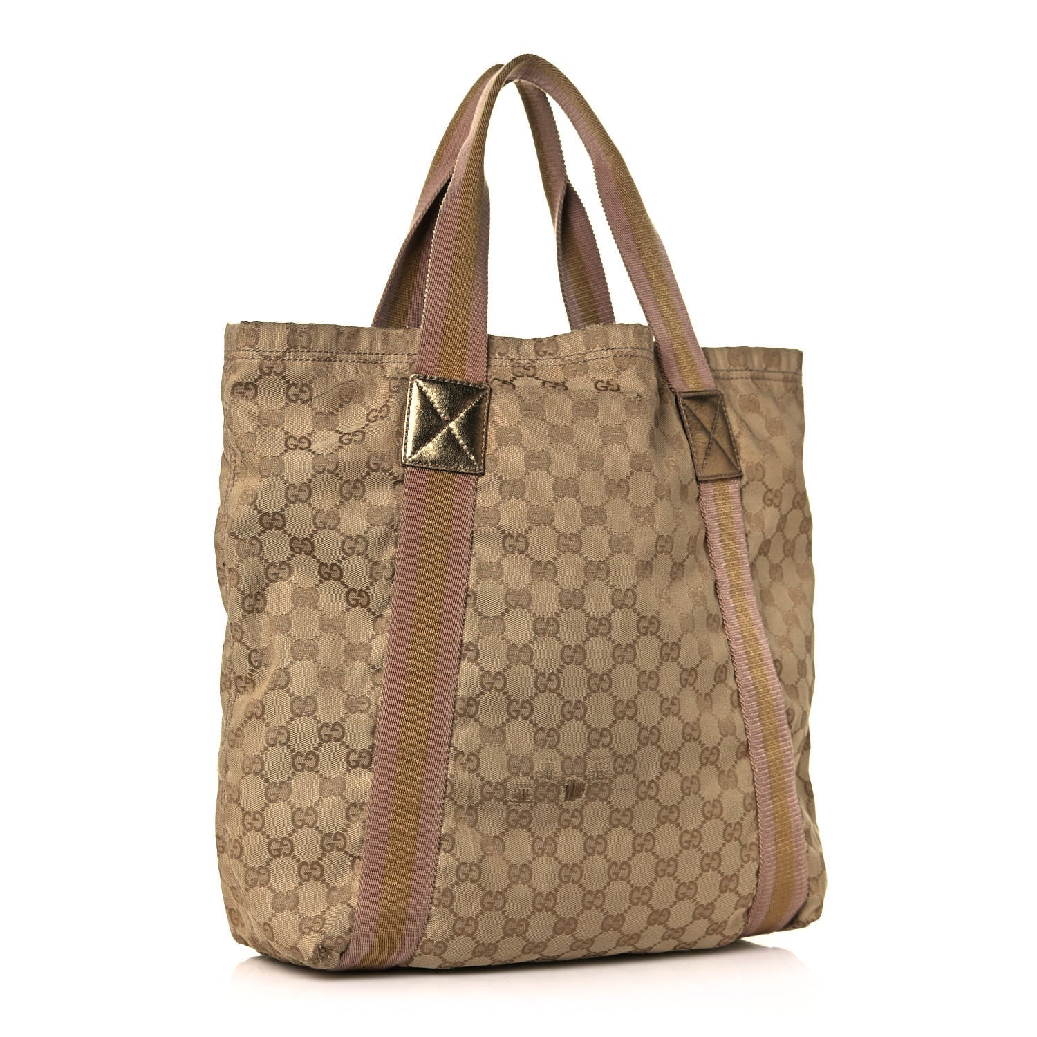 Gucci GG Monogram Medium Web Handle Vertical Tote Pink Gold 3 of 16