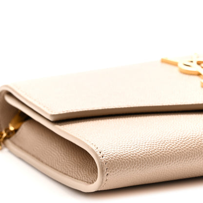 Saint Laurent Grain De Poudre Monogram Uptown Chain Wallet Dark Beige 9 of 10
