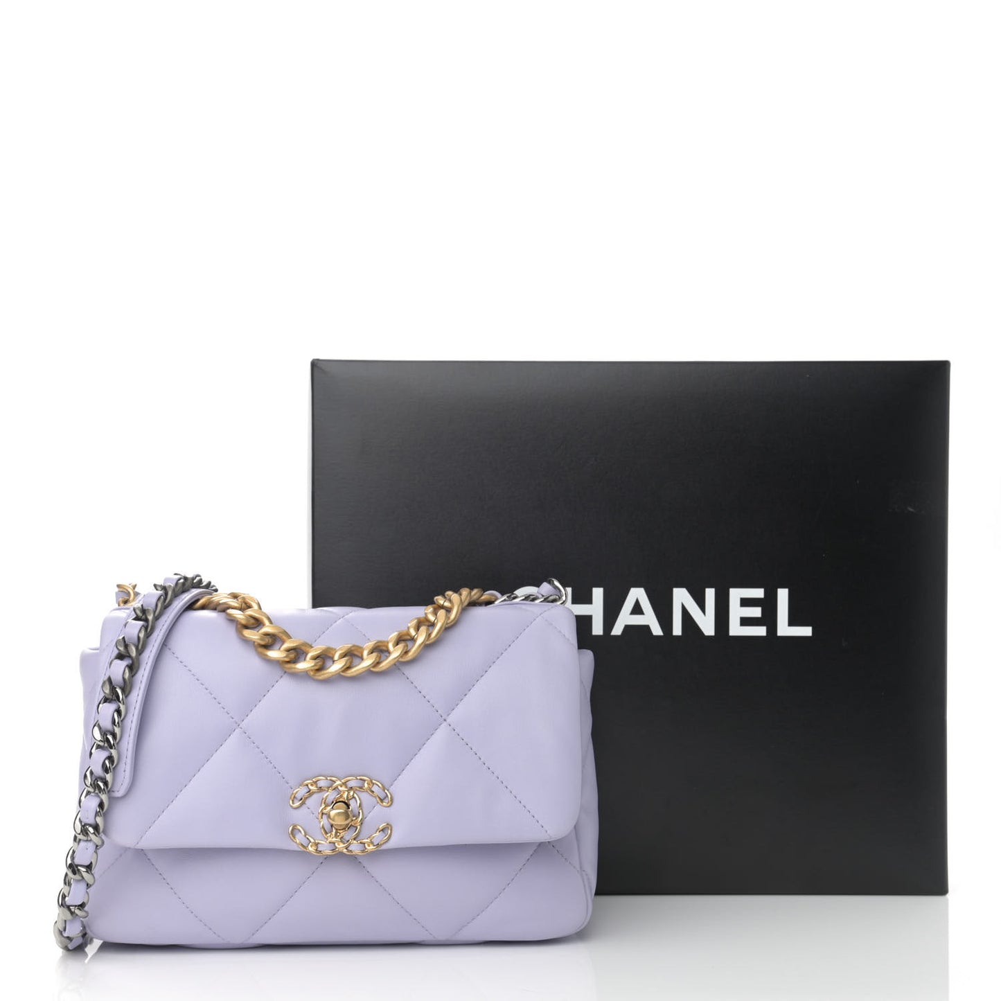Lambskin Quilted Medium Chanel 19 Flap Light Purple