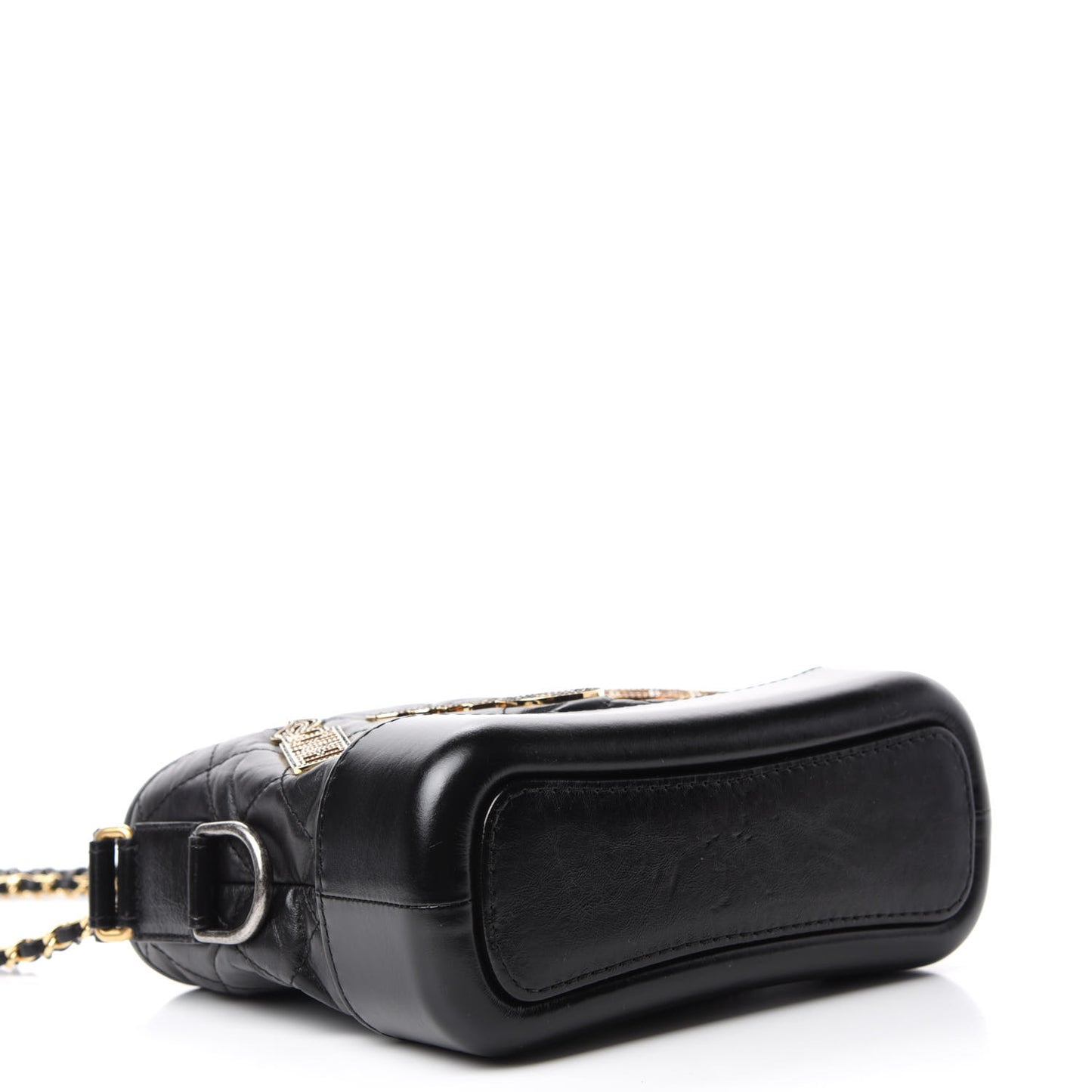 Aged Calfskin Quilted Charms Small Gabrielle Hobo Black