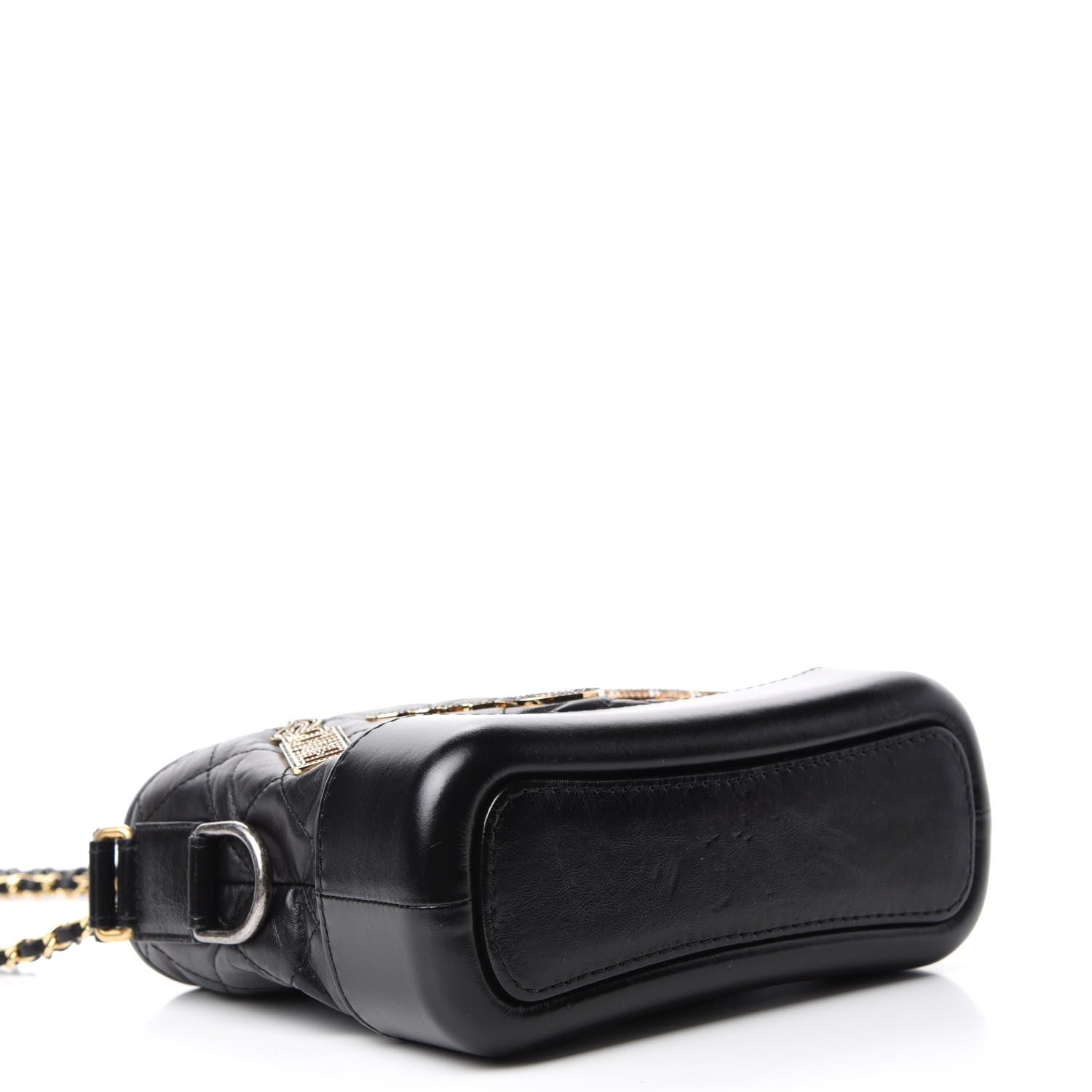 Chanel Aged Calfskin Quilted Charms Small Gabrielle Hobo Black 4 of 10