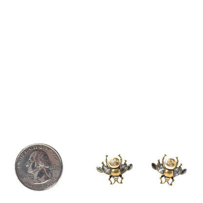 Gucci Crystal Pearl GG Bee Earrings Gold 2 of 4