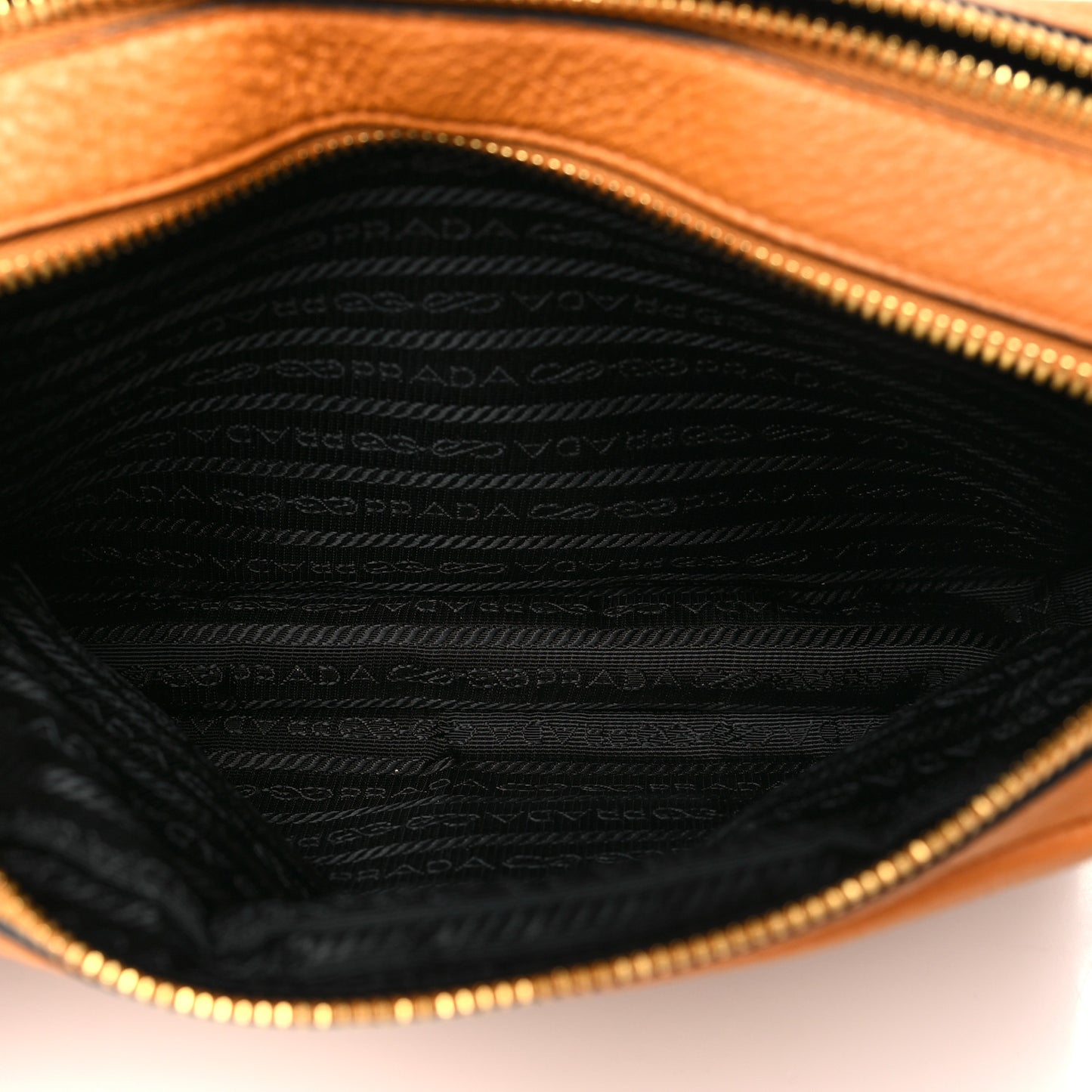 Vitello Daino Soft Medium Double Zip Shoulder Bag Amber