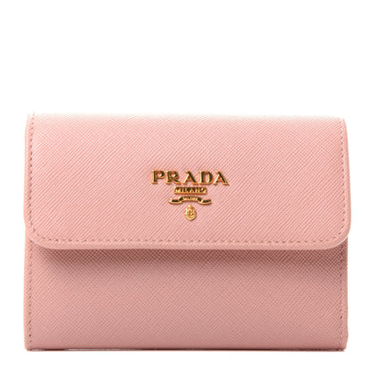 Prada Saffiano Metal Tri-Fold Wallet Orchidea 1 of 6