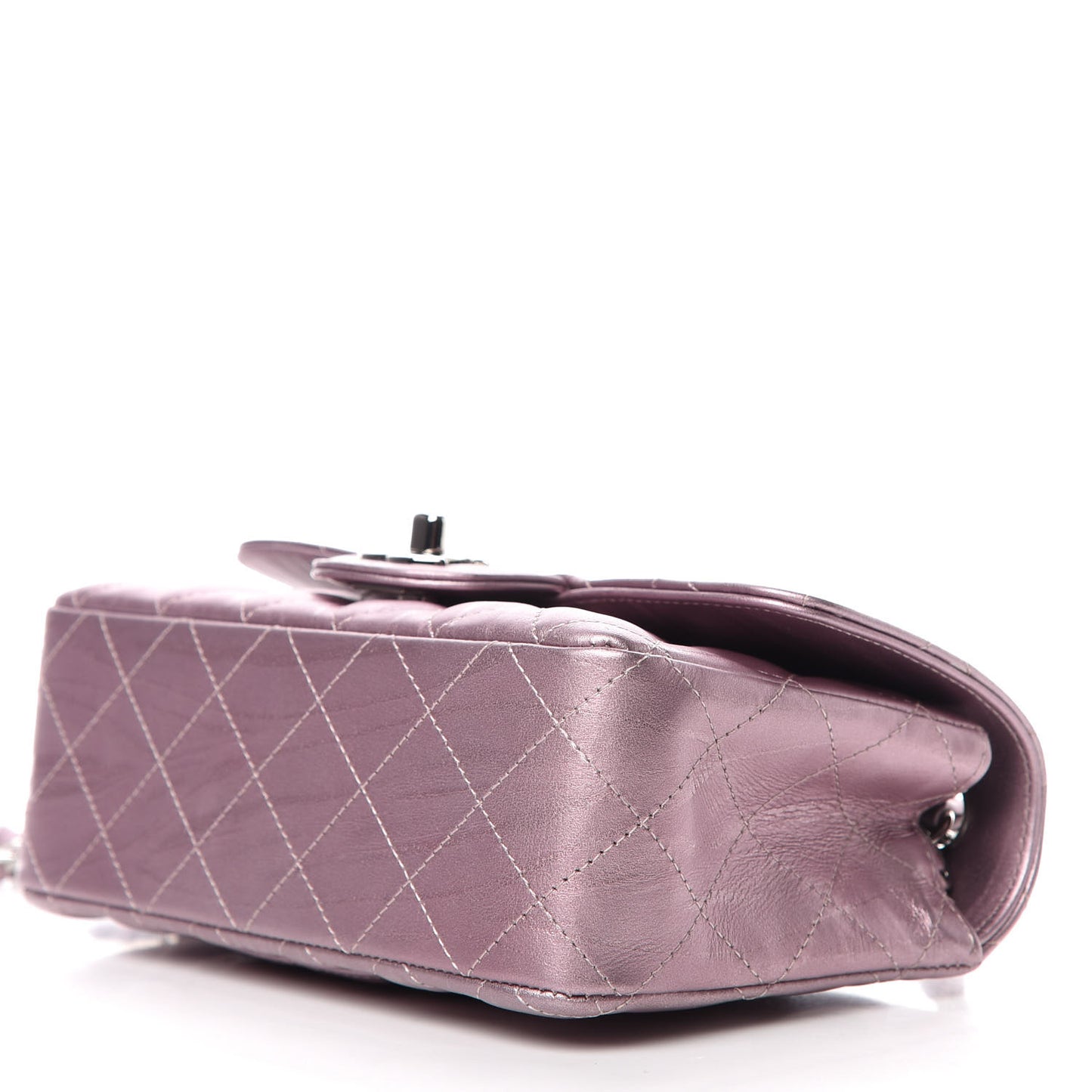 Metallic Calfskin Quilted Mini Rectangular Flap Pink