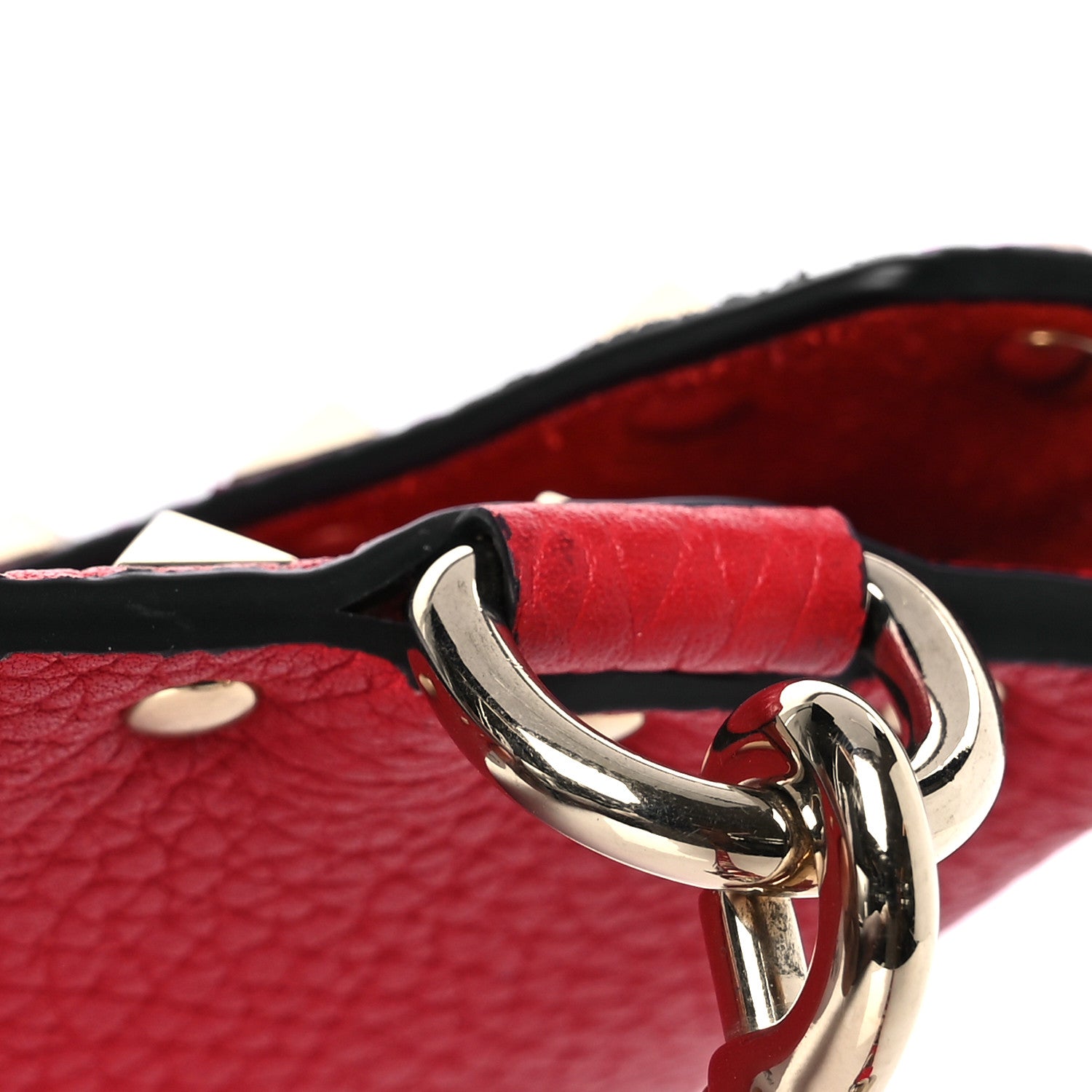 Valentino Garavani Pebbled Calfskin Medium Rockstud Envelope Flat Wristlet Pouch Rouge Pur 7 of 7