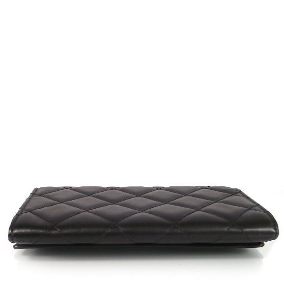 Calfskin Quilted Cambon Flap Wallet Black