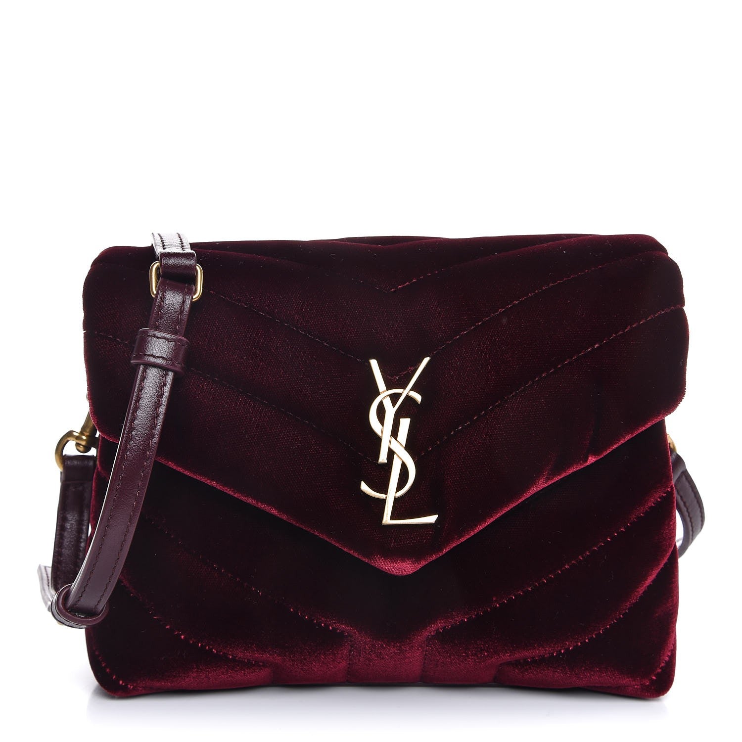 Saint Laurent Velvet Y Quilted Monogram Toy Loulou Crossbody Bag French Burgundy 1 of 10