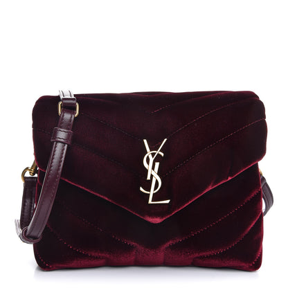 Saint Laurent Velvet Y Quilted Monogram Toy Loulou Crossbody Bag French Burgundy 1 of 10