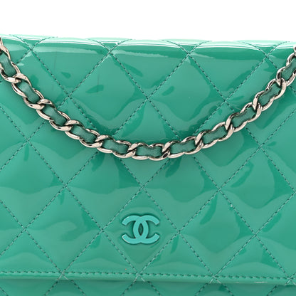 Chanel Patent Quilted Wallet On Chain WOC Green 8 of 11