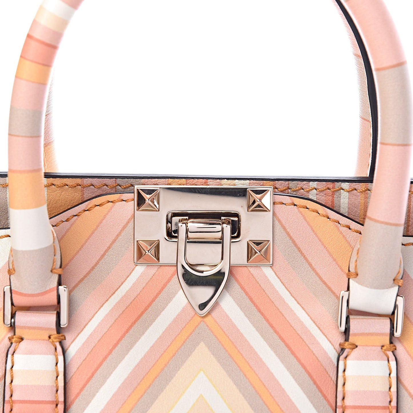 Vitello Native Couture 1975 Mini Rockstud Double Handle Tote Mandarin Sorbet