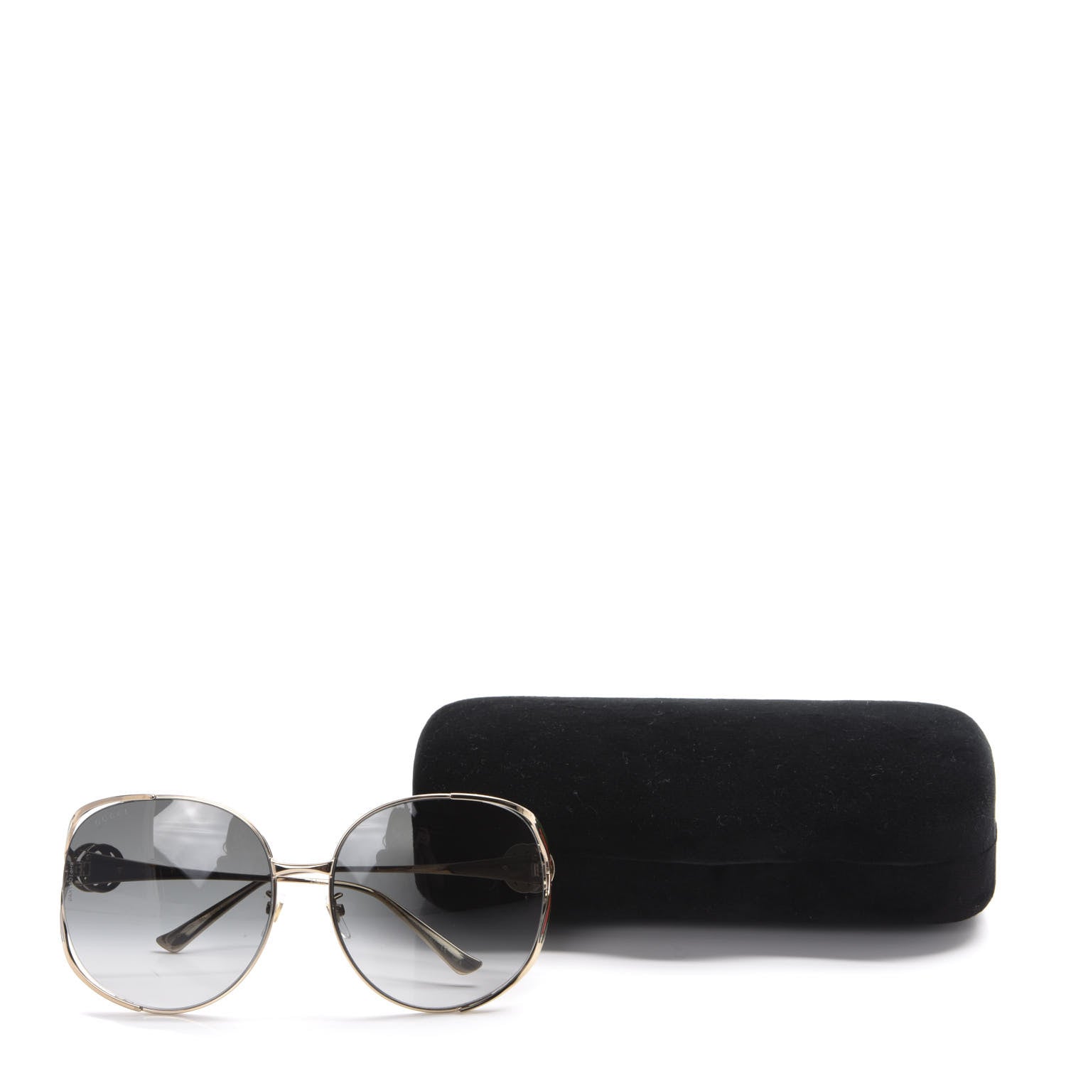 Gucci Metal Oversized Round Frame GG0225S Sunglasses Gold 8 of 8