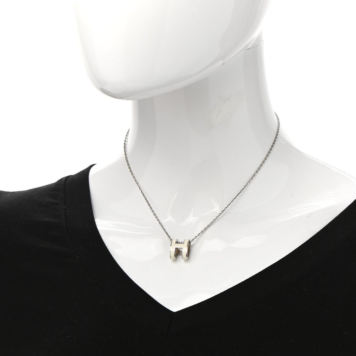 Lacquered Palladium Pop H Pendant Necklace White