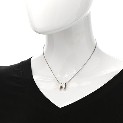 Hermes Lacquered Palladium Pop H Pendant Necklace White 2 of 6