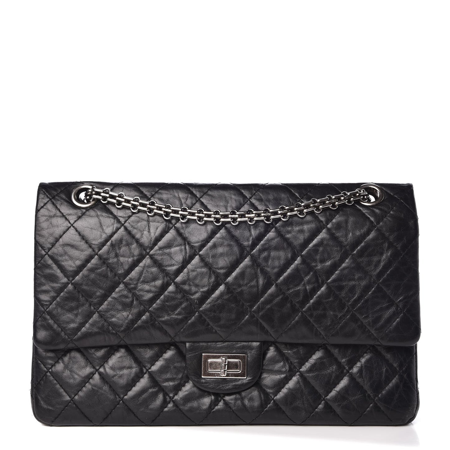 Aged Calfskin Quilted 2.55 Reissue 226 Flap Black