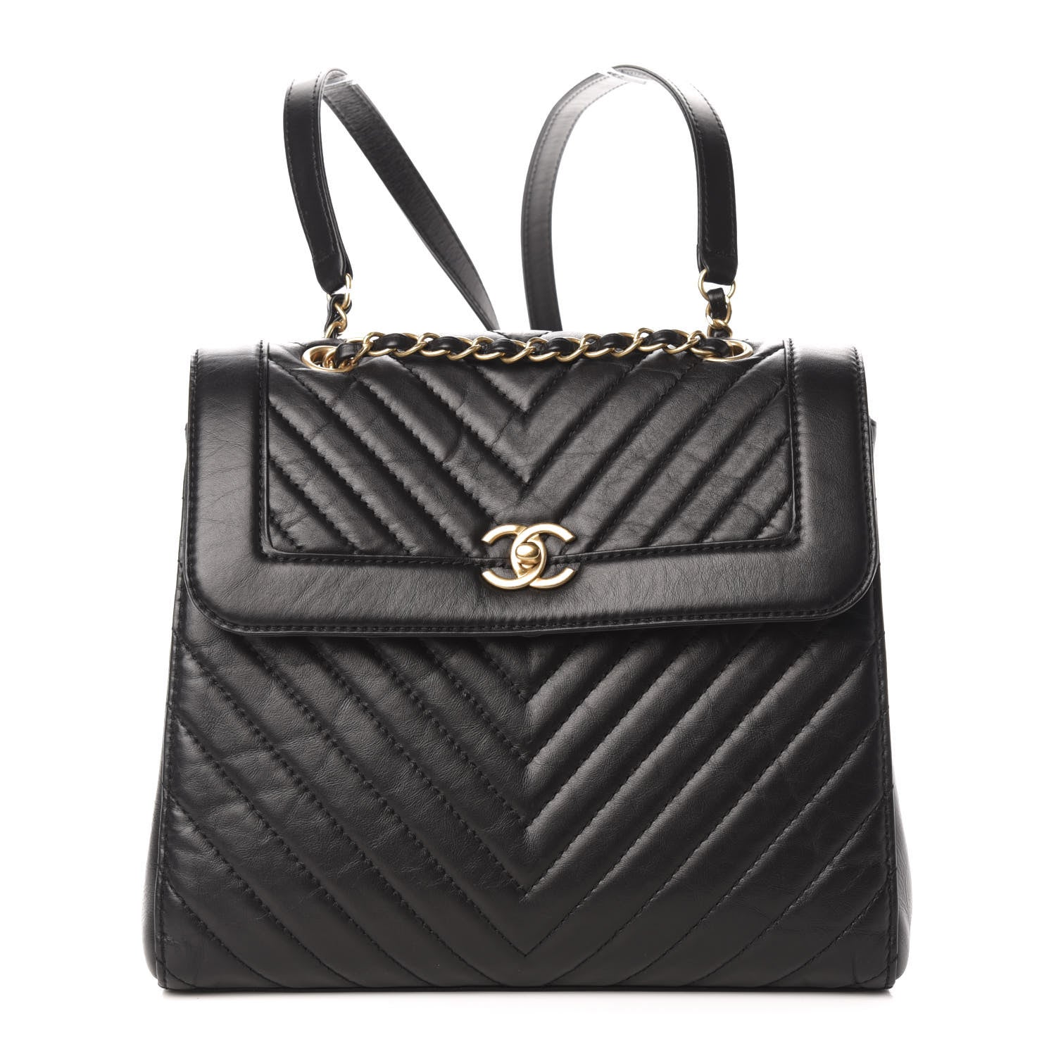 Chanel Aged Calfskin Chevron Quilted Backpack Black 1 of 10