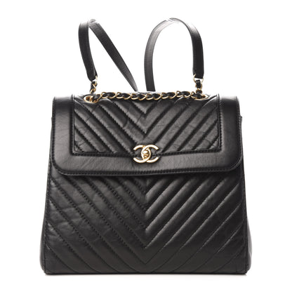 Chanel Aged Calfskin Chevron Quilted Backpack Black 1 of 10