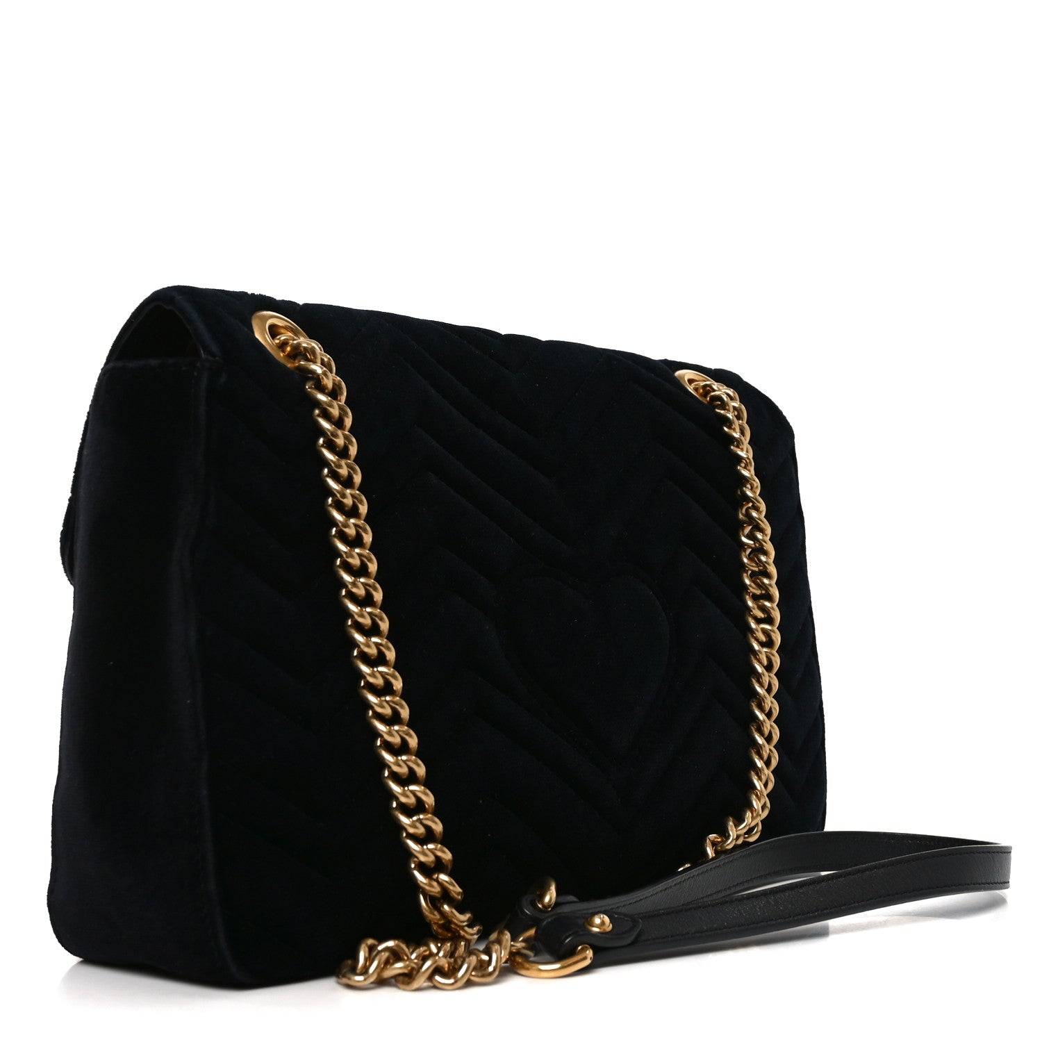Gucci Velvet Matelasse Loved Embroidered Medium GG Marmont Shoulder Bag Black 3 of 10