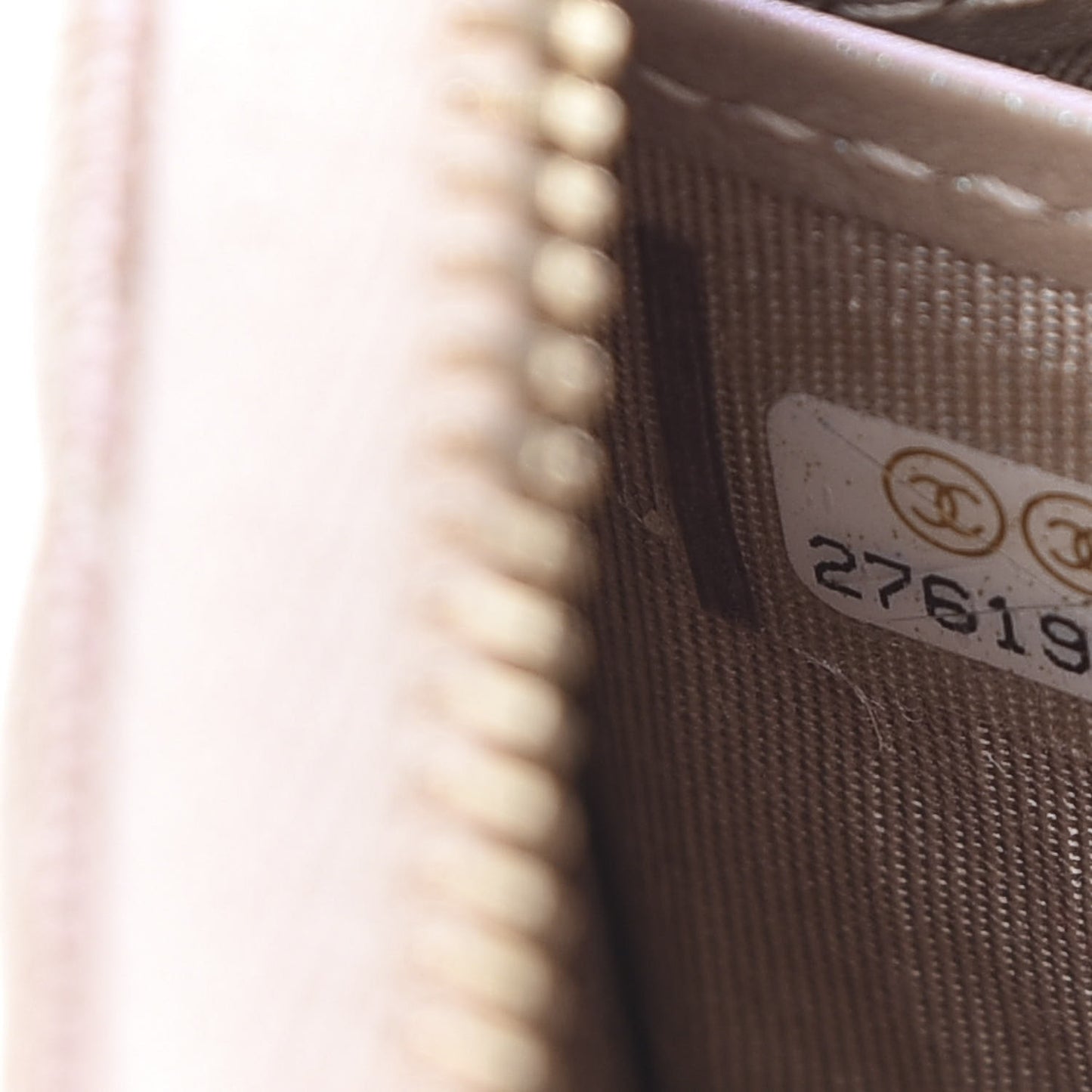 Iridescent Caviar Quilted Long Zip Around Wallet Beige