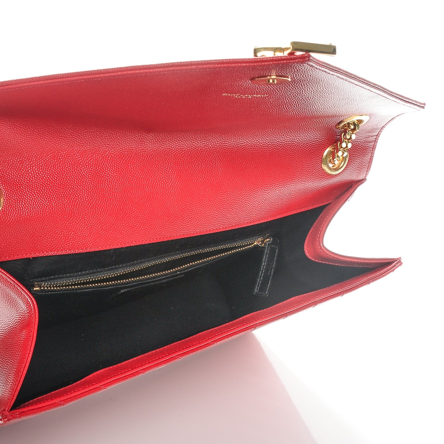 Saint Laurent Grain De Poudre Matelasse Chevron Large Monogram Satchel Lipstick Red 5 of 14