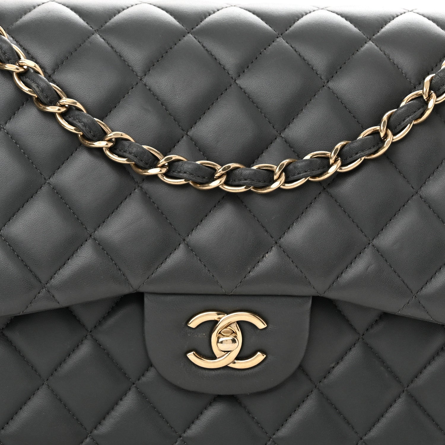 Chanel Caviar Quilted Jumbo Double Flap Dark Grey 8 of 16