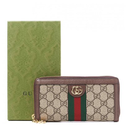 Gucci GG Supreme Monogram Web Ophidia Zip Around Wallet Brown 10 of 10
