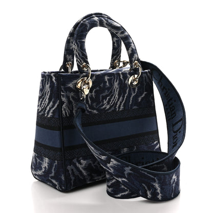 Christian Dior Canvas Embroidered Roses Medium Lady D-Lite  Blue 3 of 9