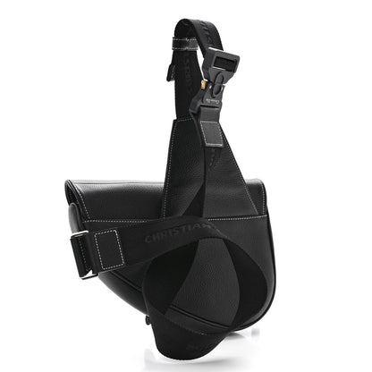 Christian Dior X SHAWN STUSSY Grained Calfskin Bee Saddle Bag Black 3 of 9