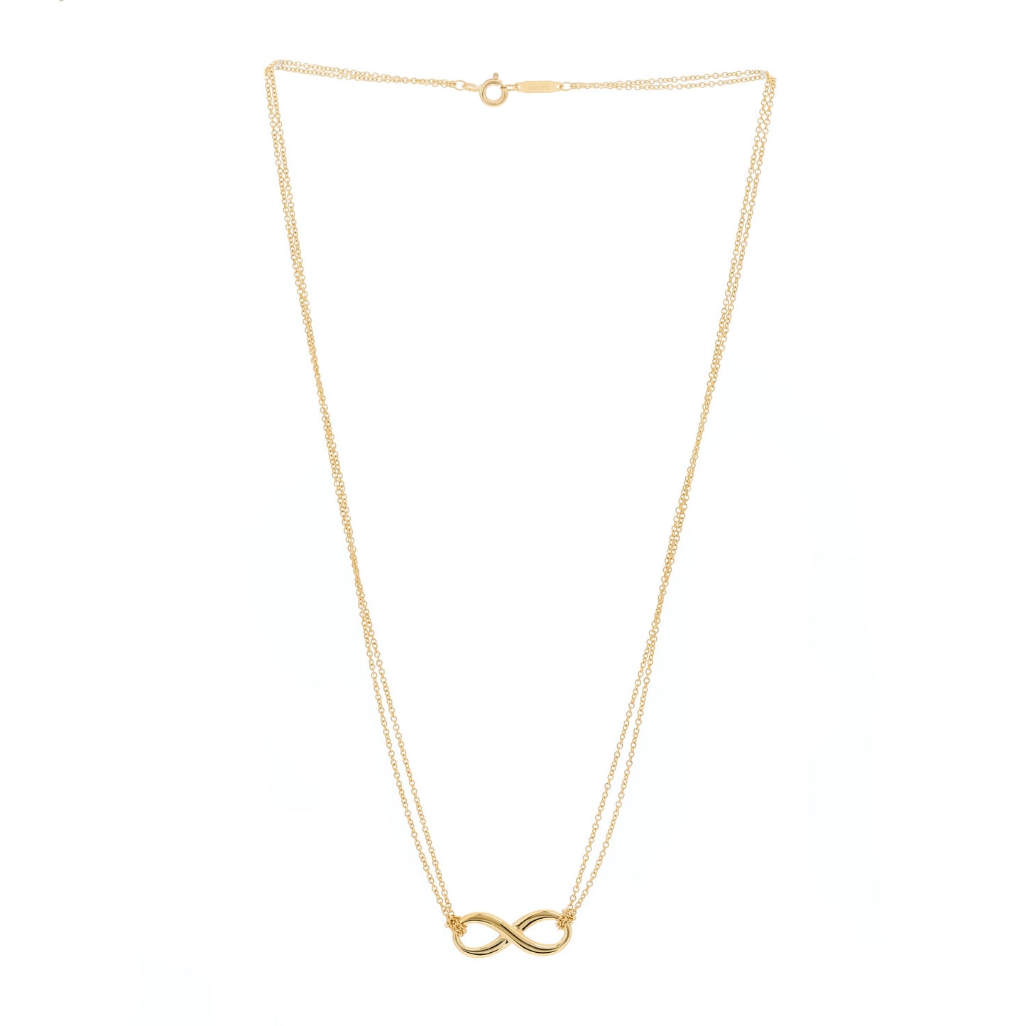 18K Yellow Gold Infinity Double Chain Pendant Necklace