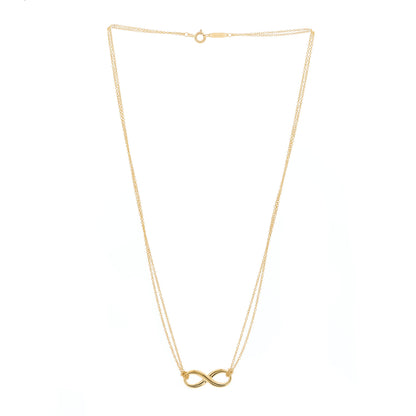 Tiffany 18K Yellow Gold Infinity Double Chain Pendant Necklace 2 of 4