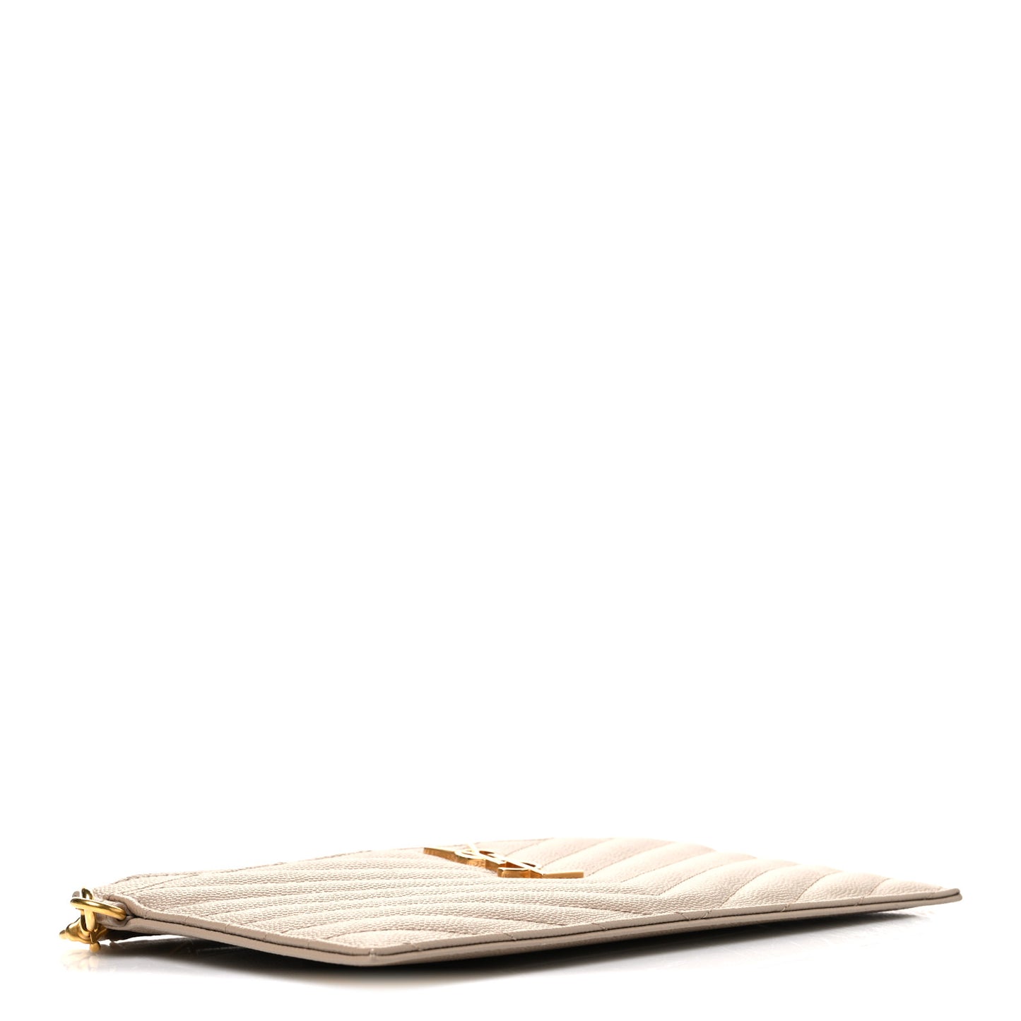 Grain De Poudre Chevron Monogram Large Bill Pouch Dark Beige
