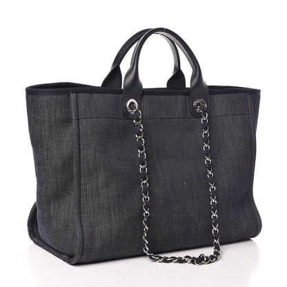 Chanel Denim Large Deauville Tote Dark Blue 3 of 11