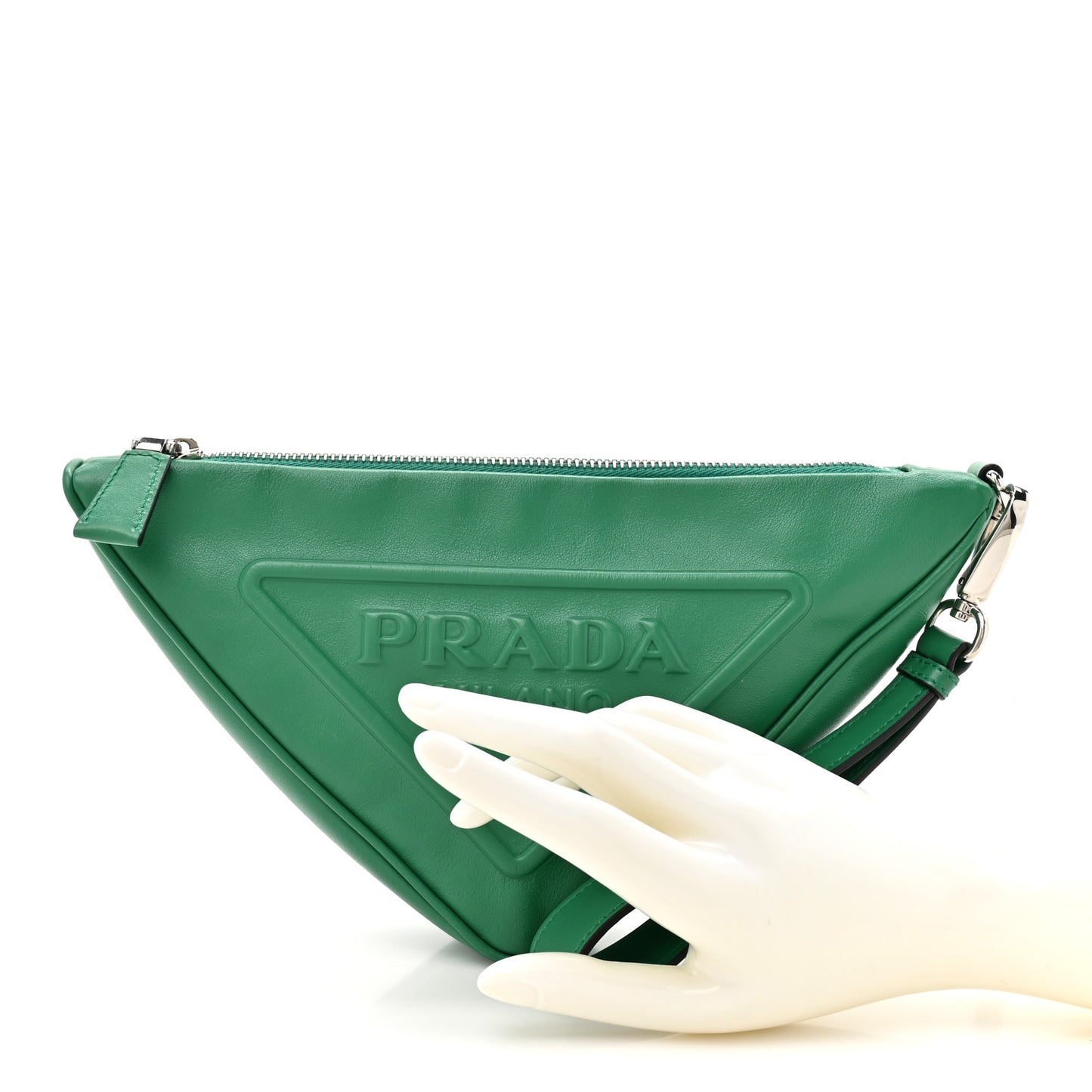 Grace Lux Triangle Logo Embossed Triangle Wristlet Pouch Mango