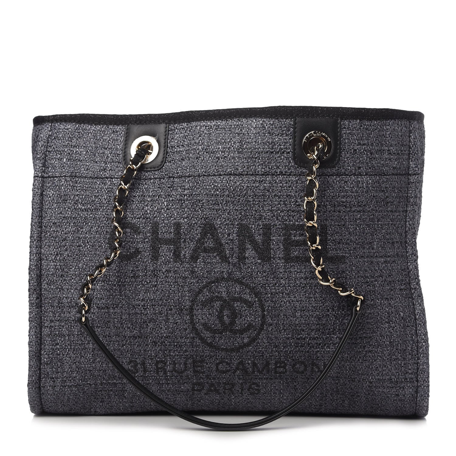 Chanel Lurex Boucle Small Deauville Tote Black 1 of 11