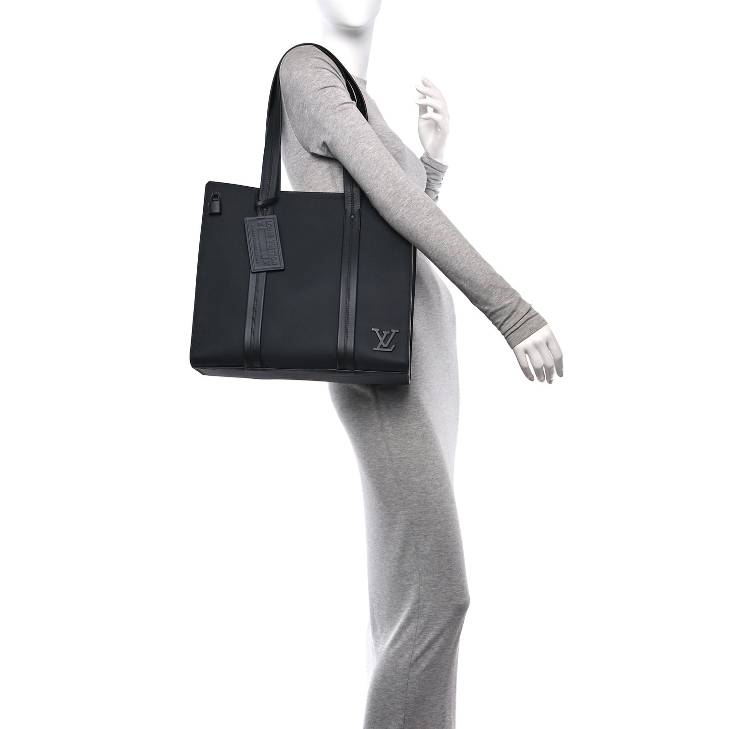 Grained Calfskin LV Aerogram Tote Black