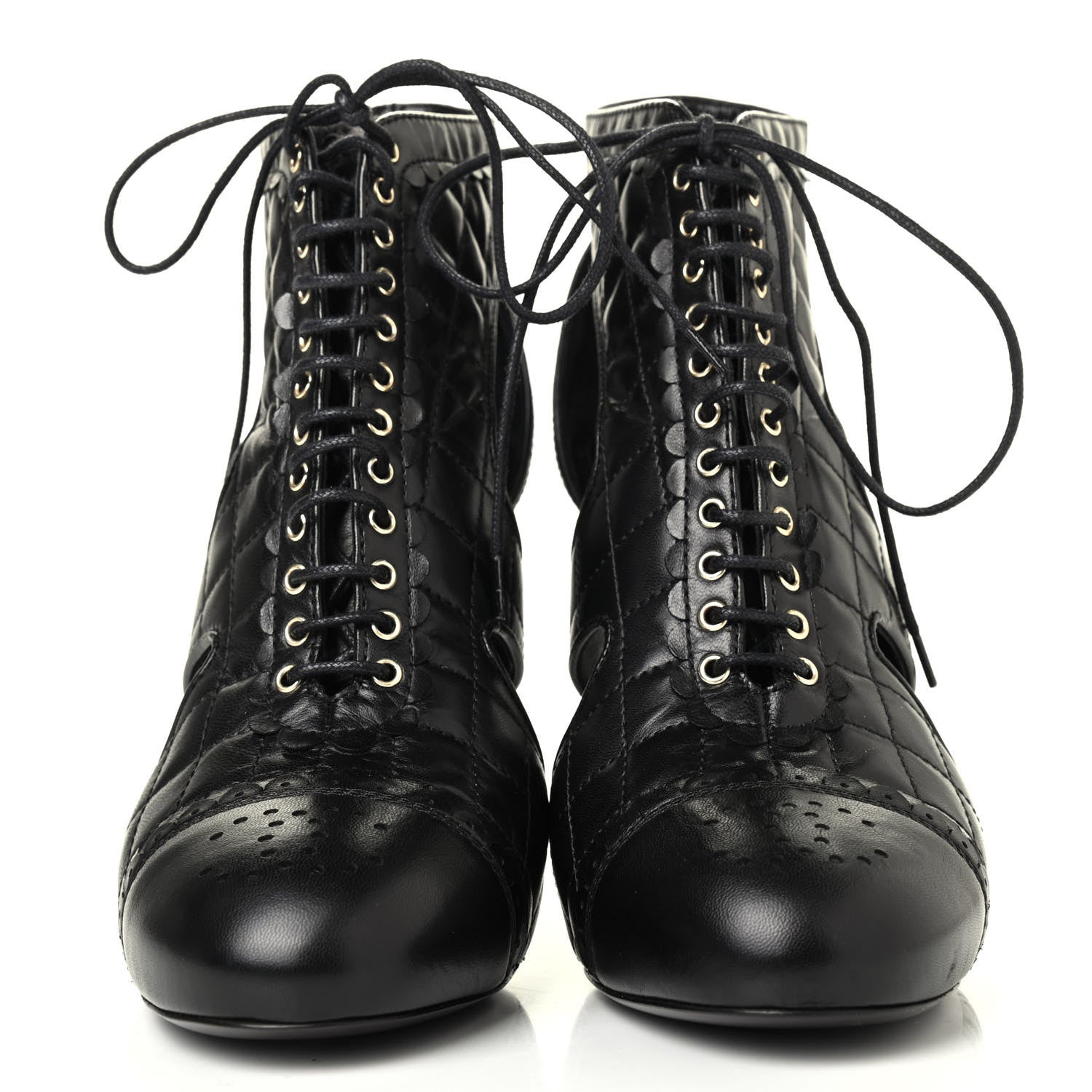 Chanel Calfskin Quilted Cut Out Boots 39 Black 2 of 4