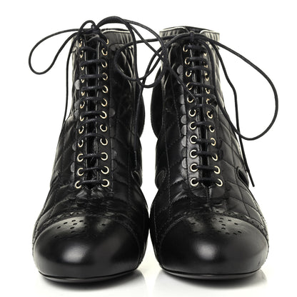 Chanel Calfskin Quilted Cut Out Boots 39 Black 2 of 4