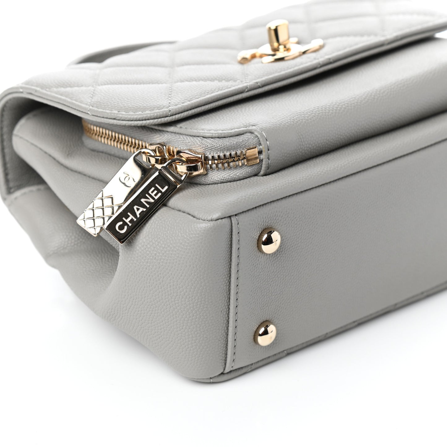 Caviar Quilted Small Business Affinity Flap Grey