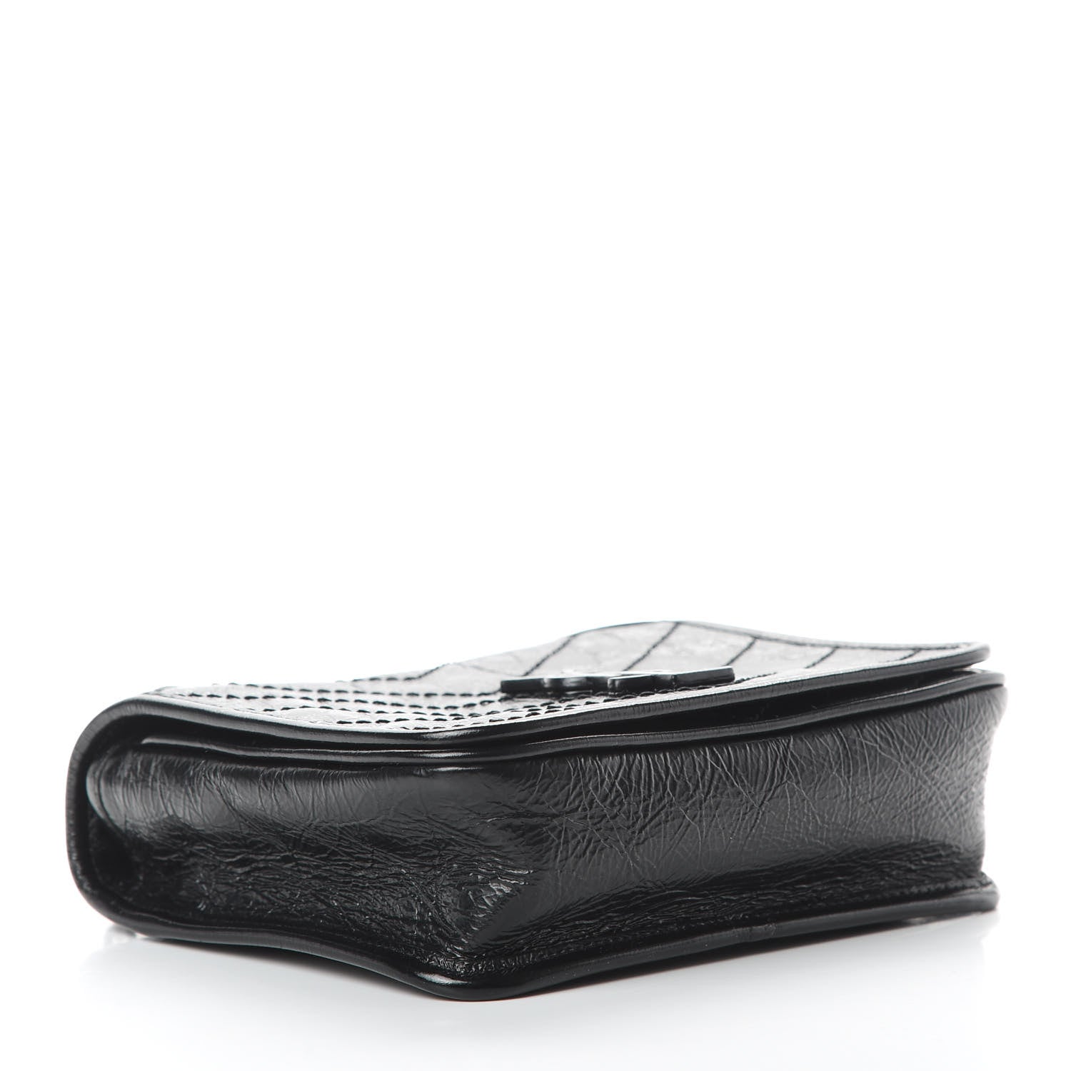 Saint Laurent Crinkled Calfskin Matelasse Monogram Niki Chain Wallet Black 4 of 10